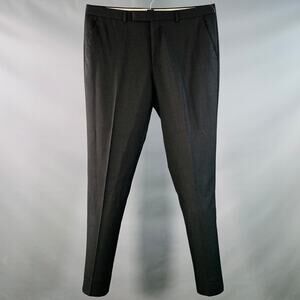 PAUL SMITH Size 38 Black Twill Wool Flat Front Dress Pants